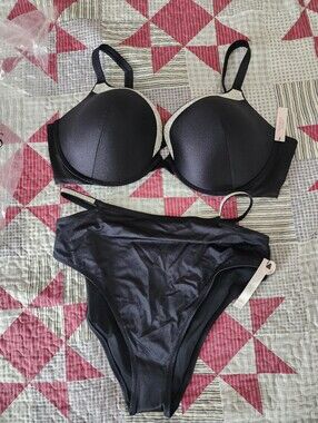 Victoria Secret Black Rhinestone Swim
